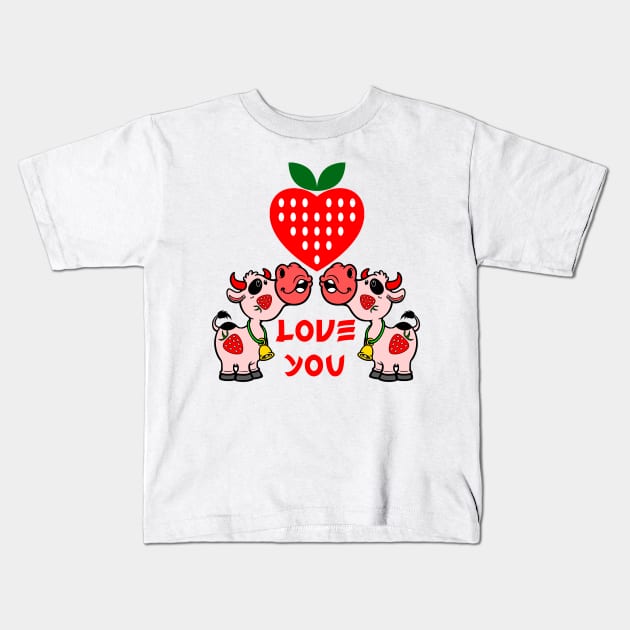 strawberry cow 2 Kids T-Shirt by medo art 1